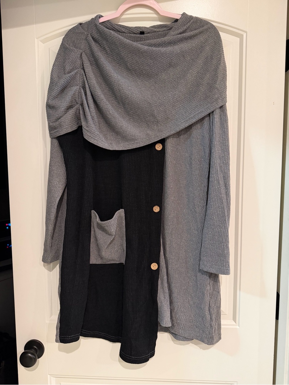Women's Two-Tone Grey & Black Button-Front Skirt Cover-Up